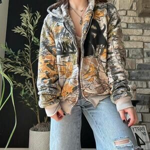 Ap club camo heavy weight camo zip up sweatshirt